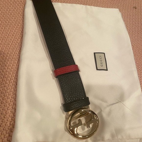 GUCCI GG Interlocking Buckle Reversible Black/Red Belt - Picture 4 of 15